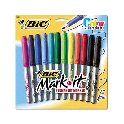 BIC America Mark-it Fine Point Permanent Markers - Assorted, Dozen