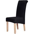 smiry Stretch Chair Covers for Dining Room,Black Set of 6 Velvet Large Dining Chair Slipcovers