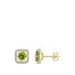 Belk & Co 1.2 Ct. T.w. Peridot And 0.07 Ct. T.w. Diamond Floating Halo Square Stud Earrings In 10K Yellow Gold