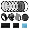 Fotover 52mm Lens Filter Accessories Kit:UV CPL Adjustable ND Filter(ND2-ND400),Macro Close up Filter set(+1,+2,+4,+10),Lens Hood,3 in 1 Grey Card for Canon Nikon Sony Pentax Olympus Fuji DSRL Camera