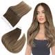 Easyouth Balayage Tape in Hair Extensions Remy Real Hair Glue in Extensions Ombre Brown to Blonde Tape in Human Hair Extensions 22 Inch 50g 20Pcs