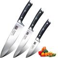 SHAN ZU Knife Set, Kitchen Knife Sets 3pcs with German Stainless Steel, Ultra Sharp Chef Knife Set Including Chef's Knife 20cm Kitchen Knife 15cm Paring Knife 9.5cm