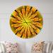 East Urban Home Bright Yellow Fractal Flower on Green - Modern wall clock Metal in White | 36 H x 36 W x 1 D in | Wayfair