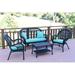 August Grove® Mangum 4 Piece Sofa Set w/ Cushions Synthetic Wicker/All - Weather Wicker/Wicker/Rattan in Blue/Black | Outdoor Furniture | Wayfair