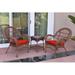 August Grove® Mangum 3 Piece Conversation Set w/ Cushions Synthetic Wicker/All - Weather Wicker/Wicker/Rattan in Orange | Outdoor Furniture | Wayfair