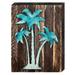 Designocracy Vintage Tropical Island Palm Tree on Reclaimed Wooden Board Wall Décor in Blue/Brown | 12 H x 9 W x 1.5 D in | Wayfair 98415-128