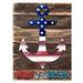 Designocracy Americana Rustic Patriotic Anchor "Home of the Brave" Quote Wall Décor in Blue/Brown | 8 H x 6 W x 1.5 D in | Wayfair 98913-08