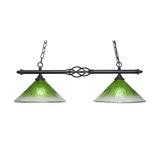 Astoria Grand Elegante 2-Light Island Light Glass in Green | 10 H x 32 W x 12 D in | Wayfair B6D4A95779ED4C34ACD2179B97955A3D