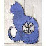 aMonogram Art Unlimited Cat Rustic Single Letter Wooden Wall Décor in Blue/Brown | 18 H x 15 W x 0.25 D in | Wayfair L98111A-18
