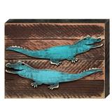 Designocracy Alligator Art on Board Wall Décor in Blue/Brown | 12 H x 18 W x 1.5 D in | Wayfair 98545-182