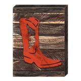 Designocracy Cowboy Boots Art on Reclaimed Wooden Board Wall Décor in Brown/Red | 12 H x 9 W x 1.5 D in | Wayfair 98437-128