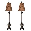 Astoria Grand Nessa 35" Buffet Lamp Set Metal/Fabric in Black/Brown/White | 35 H x 8 W x 8 D in | Wayfair ARGD5980 44380368