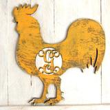 aMonogram Art Unlimited Rooster Farmhouse Rustic Single Letter Wooden Shape Wall Décor in Brown/Yellow | 18 H x 15 W x 0.25 D in | Wayfair