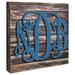 Millwood Pines 3-Letter Monogram on Distressed Wooden Block Wall Décor in Blue | 24 H x 18 W in | Wayfair DFCFE8544D31477D885A58A8385F96E9