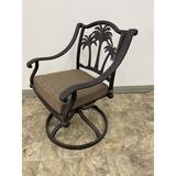 Bayou Breeze Maccharles Swivel Patio Dining Chair w/ Cushion in Brown | 36 H x 25 W x 26 D in | Wayfair BBZE3832 42412952