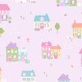 Brewster Home Fashions You Are My Sunshine Happy Street Houses 33' x 20.5" Scenic Wallpaper Non-Woven in White | Wayfair 2679-002134