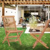Red Barrel Studio® California Folding Teak Patio Dining Chair Wood in Brown | 35 H x 19 W x 23 D in | Wayfair BDD3DA12A2A94567B43E4AB97EACFB00
