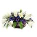 Dalmarko Designs Tulip & Lavender Centerpiece in Ceramic Bowl in Indigo | 16 H x 24 W x 24 D in | Wayfair d0615166