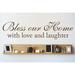 Design W/ Vinyl Bless Our Home W/ Love & Laughter Wall Decal Metal in Brown | 10 H x 40 W in | Wayfair OMGA295832