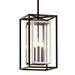 Darby Home Co Samar 3-Light Outdoor Hanging Lantern Glass/Metal/Steel in Brown/Gray | 28.25 H x 11 W x 11 D in | Wayfair