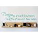 Design W/ Vinyl Dreams As If You'll Live Forever. Live If You Only Have Today Wall Decal Metal in Green | 10 H x 40 W in | Wayfair OMGA285298