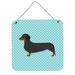 East Urban Home Dachshund Checkerboard Wall Décor Metal in Blue | 8 H x 6 W in | Wayfair EAAS3749 39998002