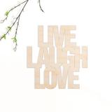 Ebern Designs Live Laugh Love Wood Sign Wall Décor in Brown | 19 H x 18 W x 0.25 D in | Wayfair EBND4935 39939626