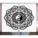 East Urban Home Ying Yang Floral Boho Mandala Graphic Yin Yang Curves Meditation Mystic World Theme Graphic Print | 84 H in | Wayfair