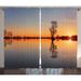 East Urban Home Lake House Single Tree over Still Lake Basin w/ Last Sun Rays on the Day Theme Graphic Print | 96 H in | Wayfair EABN8145 39454762