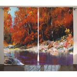 East Urban Home Nature River w/ Rocks Autumn Forest Peaceful Artistic Paint of Scenic Woods Art Graphic Print | 84 H in | Wayfair EABN7991 39454144