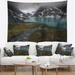 East Urban Home Polyester Turquoise Mountain Lake w/ Clouds Tapestry w/ Hanging Accessories Included Metal in Black | 32 H x 39 W in | Wayfair