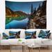 East Urban Home Polyester Lake w/ Mountains Tapestry w/ Hanging Accessories Included Polyester in Black/Blue | 78 H x 92 W in | Wayfair