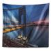 East Urban Home Polyester Cityscape George Washington Bridge Tapestry w/ Hanging Accessories Included Metal in Black/Blue | 32 H x 39 W in | Wayfair