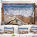 East Urban Home Polyester Seashore Framed Effect Waves & Rocks Tapestry w/ Hanging Accessories Included Polyester in Gray | 50 H x 60 W in | Wayfair