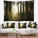 East Urban Home Polyester Early Morning Sun in Misty Forest Tapestry w/ Hanging Accessories Included Polyester in Green | 50 H x 60 W in | Wayfair