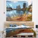 East Urban Home Polyester Lake w/ Row of Pine Trees Tapestry w/ Hanging Accessories Included Polyester in Black/Blue | 50 H x 60 W in | Wayfair