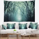 East Urban Home Polyester Fall Forest Path w/ Green Light Tapestry w/ Hanging Accessories Included Polyester in Black/Green | 68 H x 80 W in | Wayfair