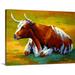 Union Rustic Aidrianna Longhorn Cow by Marion Rose Painting Print on Wrapped Canvas Canvas | 22 H x 30 W x 1.5 D in | Wayfair