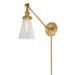 Gracie Oaks Martucci Double Swivel 1-Light Swing Arm Lamp Glass/Metal in Yellow | 23.5 H x 5 W x 23.5 D in | Wayfair