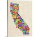 Ebern Designs Francy 'California Typography Text Map' by Michael Tompsett - Textual Art Print | 16 H x 12 W x 1.5 D in | Wayfair