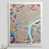 Ebern Designs Francy 'Philadelphia Pennsylvania Street Map' by Abarca Graphic Art Print in White | 36 H x 27 W x 1.5 D in | Wayfair