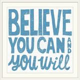 Harper Orchard Abrahamson Believe You Can' by Michael Mullan Textual Art in Blue/White | 24 H x 24 W x 1 D in | Wayfair