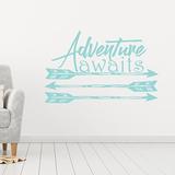 Harriet Bee Bayerl Adventure Awaits Wall Decal Vinyl/Plastic in Black/Blue/Brown | 22 H x 33 W x 0.1 D in | Wayfair HBEE8729 43619254