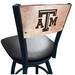 Holland Bar Stool NCAA Swivel Bar Stool Upholstered/Metal in Black | 39 H x 18.5 W x 17 D in | Wayfair L03825BWMedMplATexA-MBlkVinyl