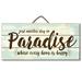 Rosecliff Heights Another Day in Paradise Pallet Wood Sign Wall Décor in Brown/Green | 6 H x 12 W in | Wayfair 74438E7CB644423BBF6DDD23B9726148