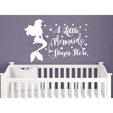 Harriet Bee A Little Mermaid Sleeps Here Wall Decal Vinyl/Plastic in Black/Blue/Brown | 22 H x 32 W x 0.1 D in | Wayfair HRBE1692 45098044