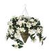 August Grove® Faux Clematis Trailing Flowering Plant in Basket Metal/Wicker/Rattan | 24 H x 22 W x 22 D in | Wayfair