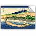 ArtWall a Fishing Boat w/ Mt Fuji by Katsushika Hokusai Removable Wall Decal Metal in Blue/Brown/Green | 32 H x 48 W in | Wayfair 0hok010a3248p