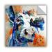 ArtWall Cow 37 Wall Decal Canvas/Fabric in Blue/Orange | 14 H x 14 W in | Wayfair 0cha051a1414p