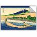 ArtWall a Fishing Boat w/ Mt Fuji by Katsushika Hokusai Removable Wall Decal Canvas/Fabric in Blue/Brown/Green | 12 H x 18 W in | Wayfair